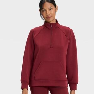 All In Motion Maroon Airy Sleek Legging Friendly Half Zip Sweatshirt